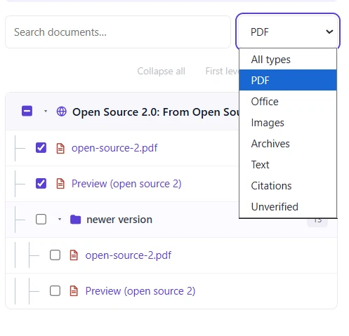 FolderFetch file type filter