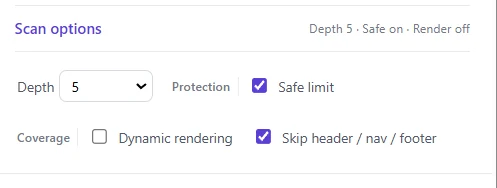 FolderFetch scan options panel